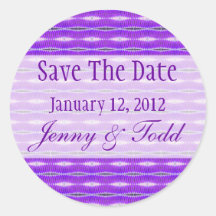 purple Save the Date Round Sticker