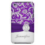 Purple, Silver Damask iPod Touch Case
