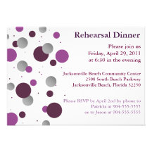 Purple & Silver Dot Rehearsal Dinner Invitation