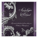 Purple silver floral wedding engagement custom announcement