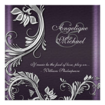 Purple silver floral wedding engagement custom announcement
