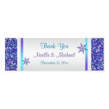 Purple Silver Glitter LOOK Snowflakes Favour Tag Business Cards