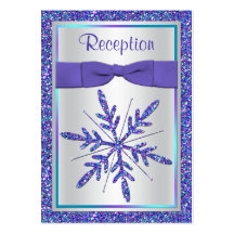 Purple, Silver Glitter Snowflake Enclosure Card Business Card Templates