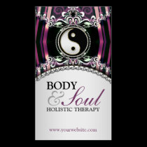 Purple Silver NewAge Yin Yang + Logo Business Card business cards