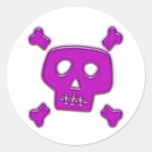 Purple Skull Round Stickers