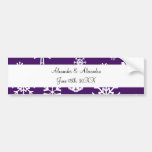 Purple snowflakes wedding favours bumper stickers