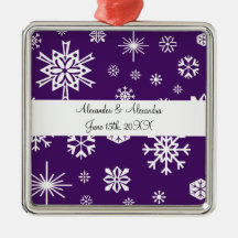 Purple snowflakes wedding favours ornament