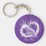 Purple Sparkly Hearts Keychain