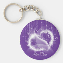 Purple Sparkly Hearts Keychain