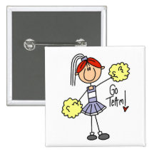 Purple Stick Figure Cheerleader t-shirts and Gifts Button