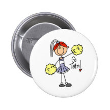 Purple Stick Figure Cheerleader t-shirts and Gifts Button