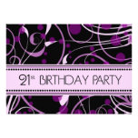 Purple Swirl 21st Birthday Party Invitation Cards