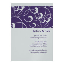 Purple Swirl Wedding Invitation