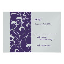 Purple Swirl Wedding RSVP Invite