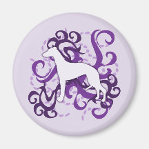 Purple Swirl Whippet Fridge Magnets