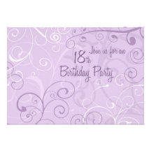 Purple Swirls 18th Birthday Party Invitation Cards