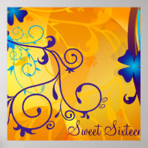 Purple Swirls Sweet Sixteen Party Banner Poster