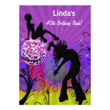 purple totally 80's retro  party Invitation