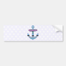 Purple Tribal Anchor and polka dots Bumper Stickers