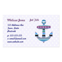 Purple Tribal Anchor and polka dots Business Card