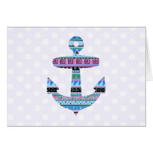 Purple Tribal Anchor and polka dots Card