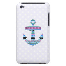Purple Tribal Anchor and polka dots iPod Case-Mate Cases