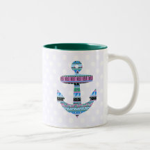 Purple Tribal Anchor and polka dots Coffee Mug