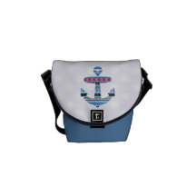 Purple Tribal Anchor and polka dots Courier Bag