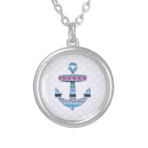 Purple Tribal Anchor and polka dots Custom Jewelry
