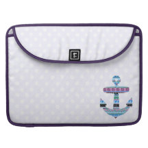 Purple Tribal Anchor and polka dots Sleeve For MacBook Pro