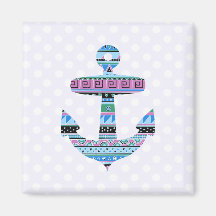 Purple Tribal Anchor and polka dots Magnets