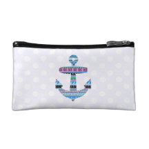 Purple Tribal Anchor and polka dots Makeup Bags
