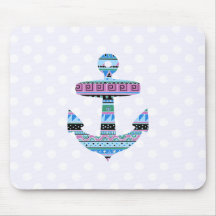 Purple Tribal Anchor and polka dots Mousemats