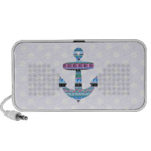 Purple Tribal Anchor and polka dots Portable Speaker