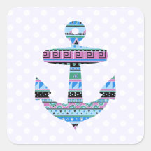 Purple Tribal Anchor and polka dots Stickers