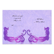 Purple Vintage Peacock Response Card Announcement