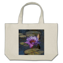 Purple Water Lily Tote Bags