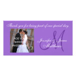 Purple Wedding Thank You Monogram Message Customised Photo Card