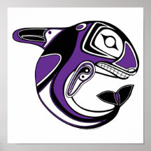 Purple Whale Totem Canvas Print