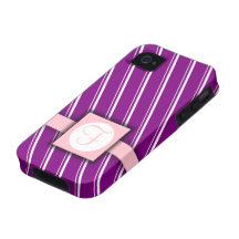 Purple, White and Pink Striped Monogram Design Case For The iPhone 4