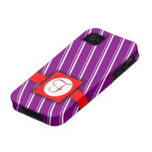Purple, White and Red Striped Monogram Design Case-Mate iPhone 4 Case