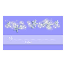 Purple white beach starfish wedding business card