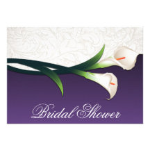 Purple White Calla Lily Bridal Shower Invitations