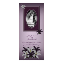 Purple & White Lillies Photo Wedding Invite