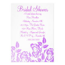 Purple & White Rose Bridal Shower Invitation