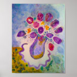 Purple Yellow Flower Poster Print Original Artwork