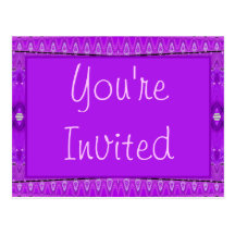 purple You're Invited Postcards