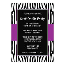 Purple Zebra Bachelorette Party Invitations