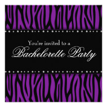 Purple Zebra Diamonds Bachelorette Party Personalised Announcements
