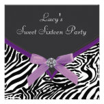 Purple Zebra Sweet 16 Birthday Party Custom Invite